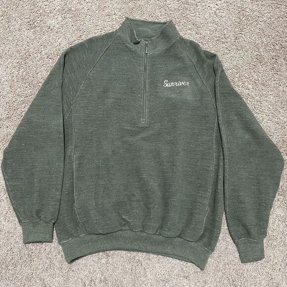 VTG Golf Sweater Womens Large Green 1/4 Zip Fleece Monterey Club Oregon Sunriver - Picture 1 of 11